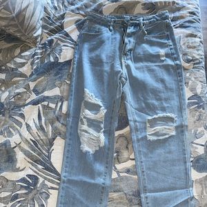 SHEIN High Waist Raw Hem Ripped Mom Jeans Size XS (US 2)